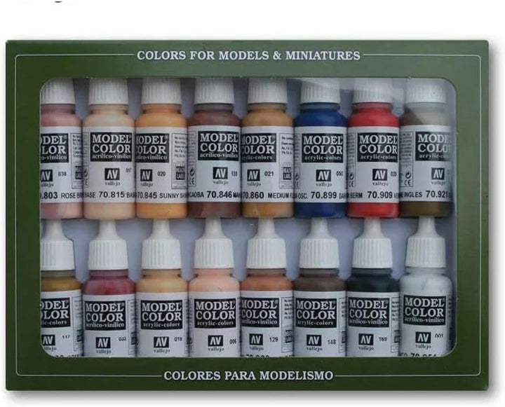 Vallejo 070125 Farbset, Gesichts-& Hautfarbe, 16 x17 ml, 17 ml (16er