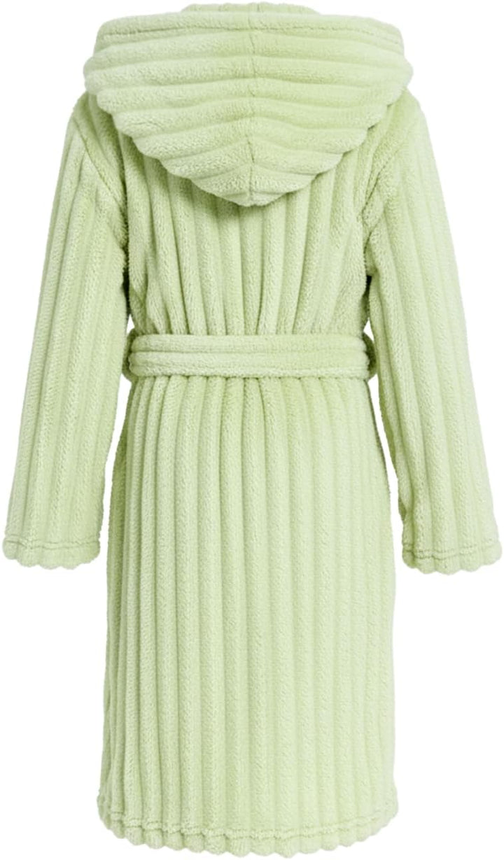JiAmy Kapuzen Bademantel für Mädchen Flauschiger Fleece Plüsch Langer Schlafmantel Kinder Grün 4-6 J