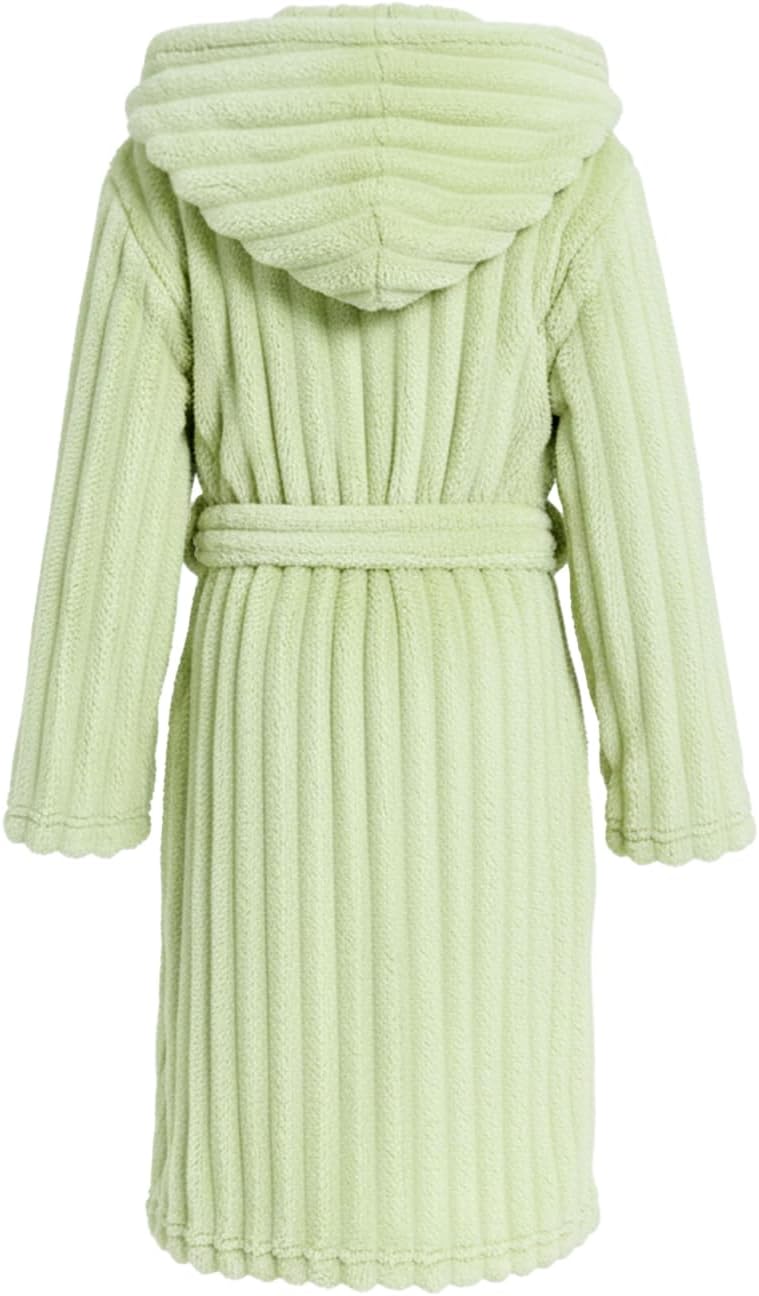 JiAmy Kapuzen Bademantel für Mädchen Flauschiger Fleece Plüsch Langer Schlafmantel Kinder Grün 13-14