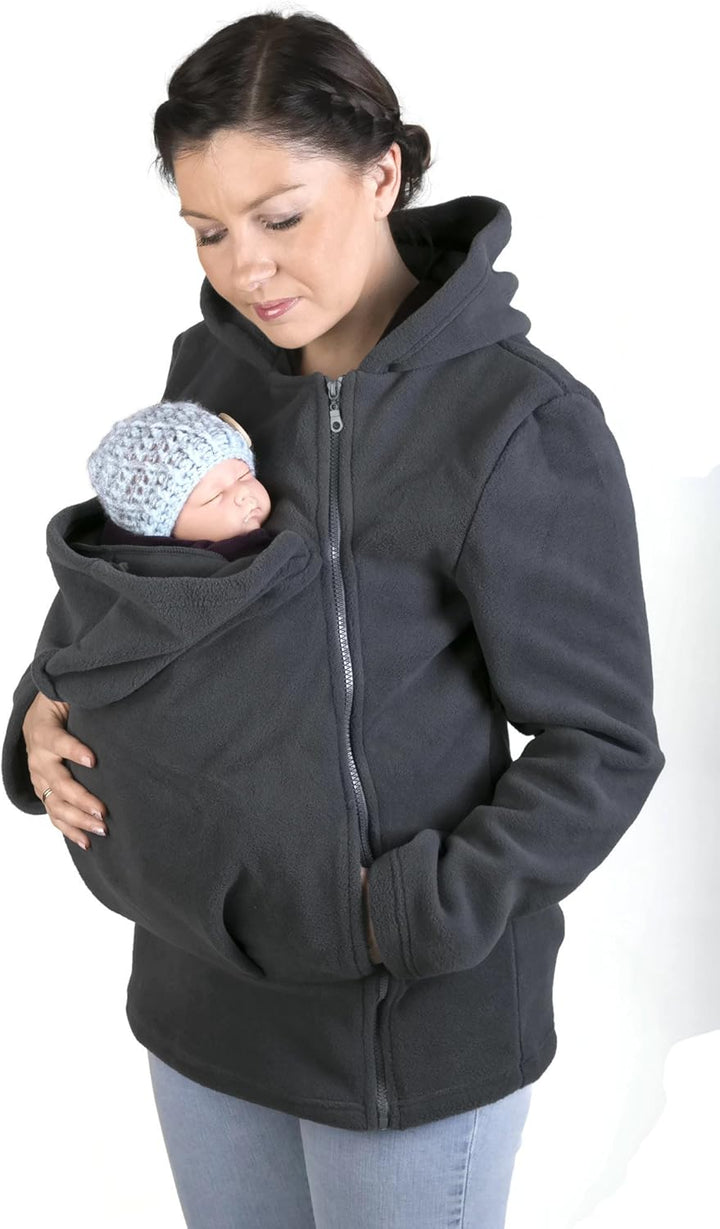 FUN2BEMUM Tragejacke Tragepullover für Mama & Baby Basic Graphit S Grau, S Grau