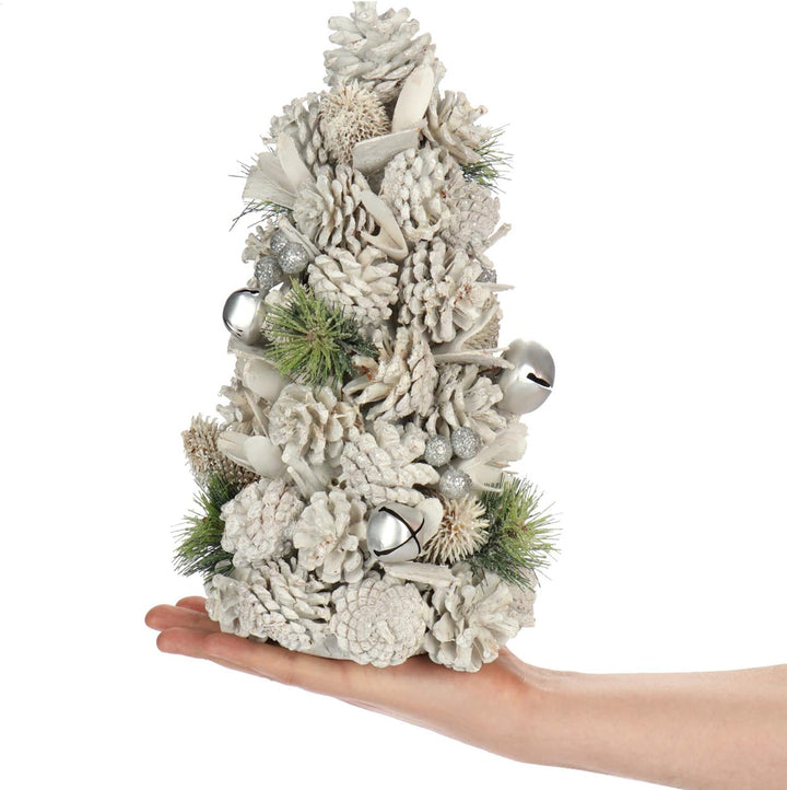 com-four® Deko-Weihnachtsbaum - dekorativer Kleiner Schmuckbaum - tolle Tischdeko in Weiss mit Glitz