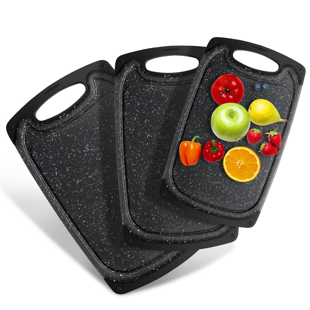 Romon Schneidebrett Kunststoff, 3 Stücke Schneidebretter Rutschfeste Griffe Cutting board, Chopping