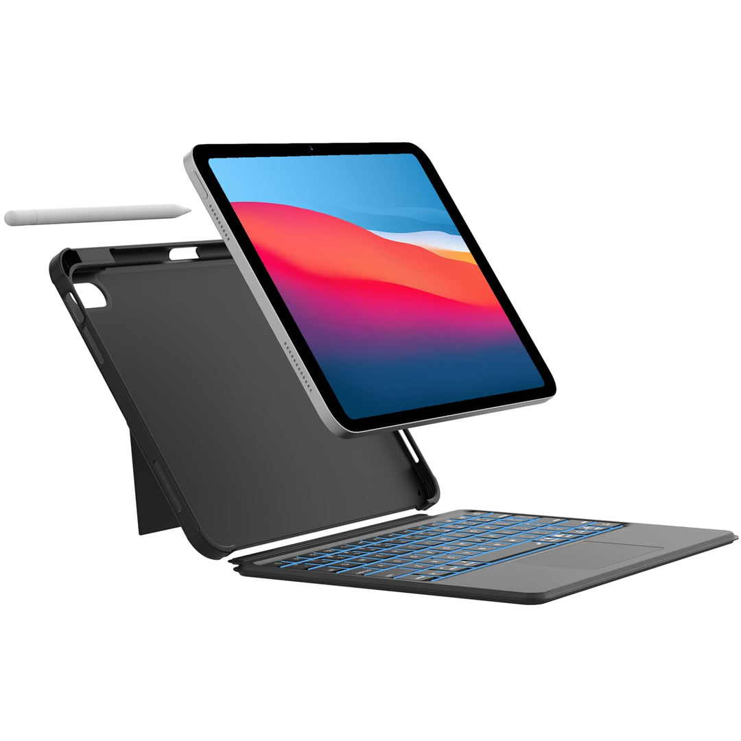 ROOFEI Multi Touch Hülle mit Tastatur für iPad 10. Generation - Abnehmbare Tastatur mit Kickstand &
