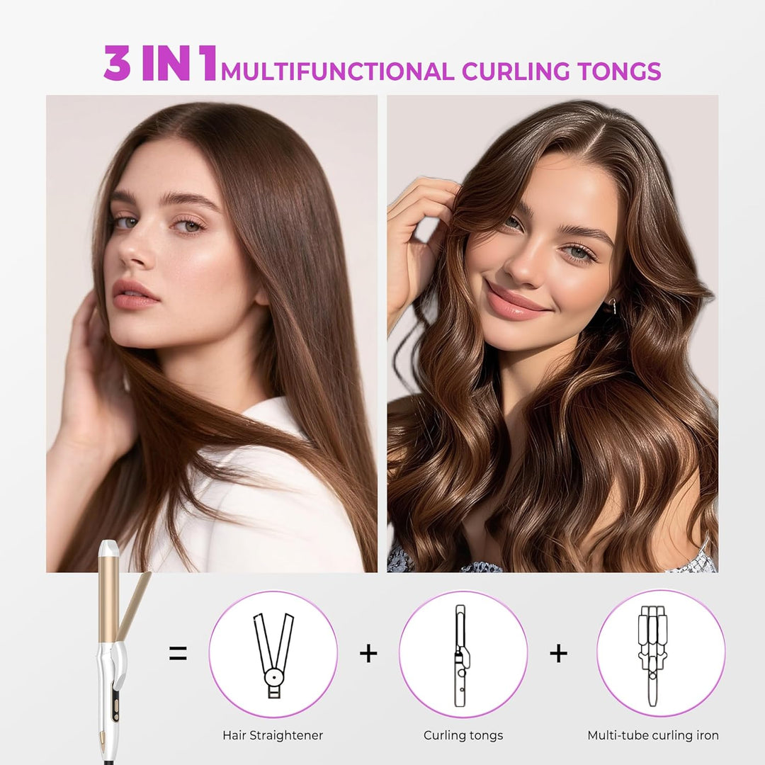 2 in 1 Glätteisen und Lockenstab, Vereint Locken und Glattes Haar in Einem GeräT, 32mm-Keramik-Ionen