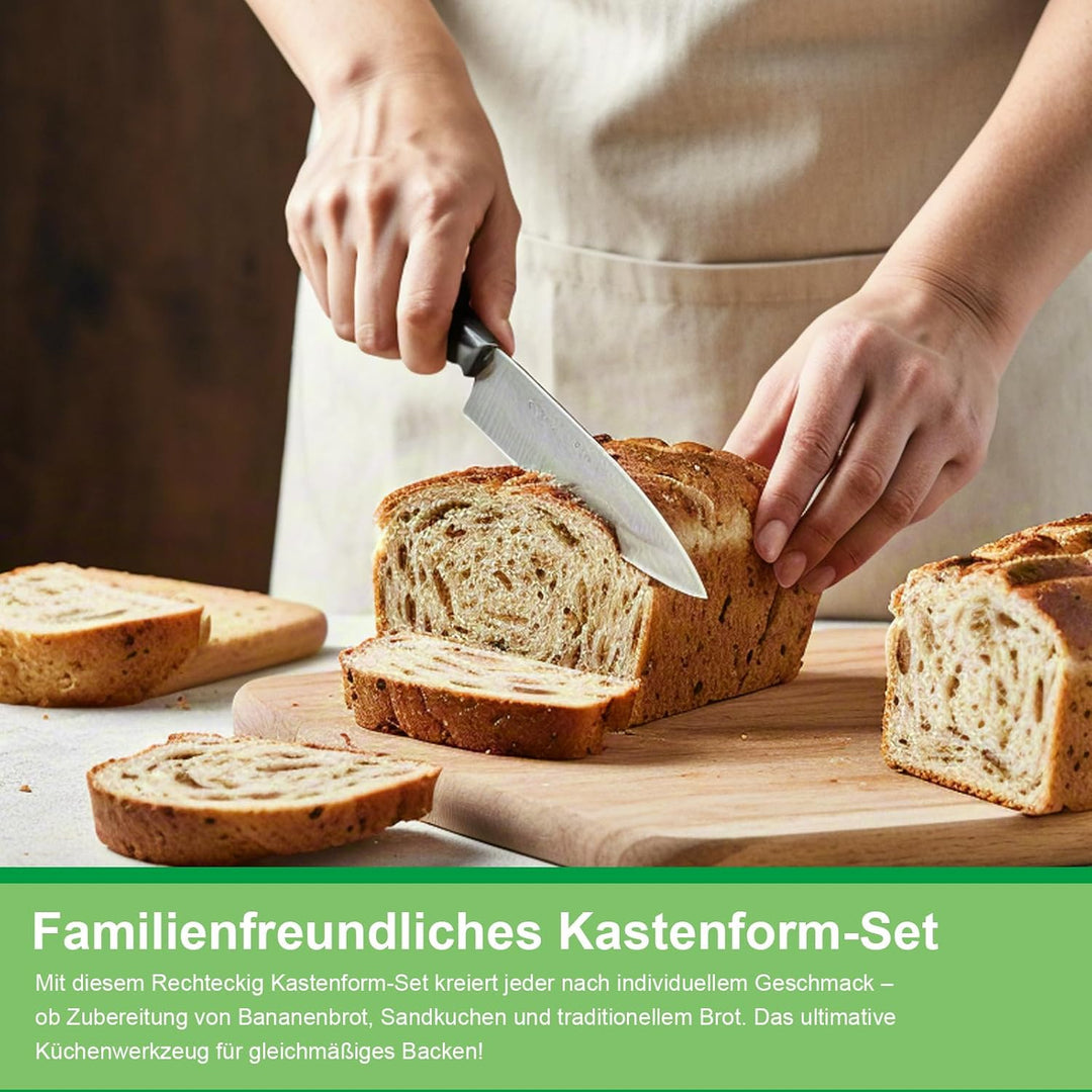 Auddemg Perforierte Kastenform Kuchen 2er-Pack, 20/25 cm, Rechteckig Brotbackform aus Eloxiertes Alu