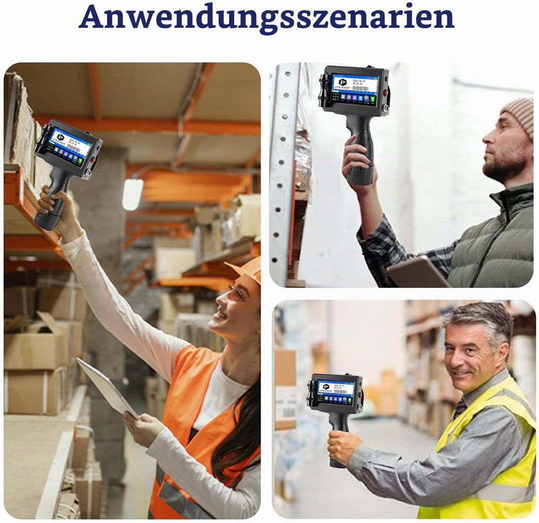 Handheld Tintenstrahldrucker 12,7 mm, E15 Tragbare Handheld Tintenstrahldrucker Gun 4,3 Zoll LED Tou