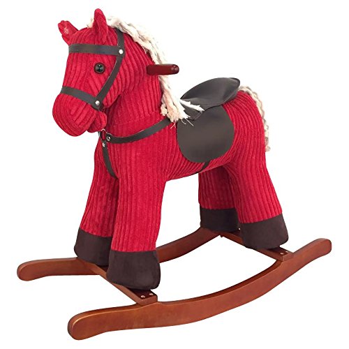 Sweety-Toys 6830 Paradiso Schaukelpferd rot super- süss, sehr edel Cord Cotton