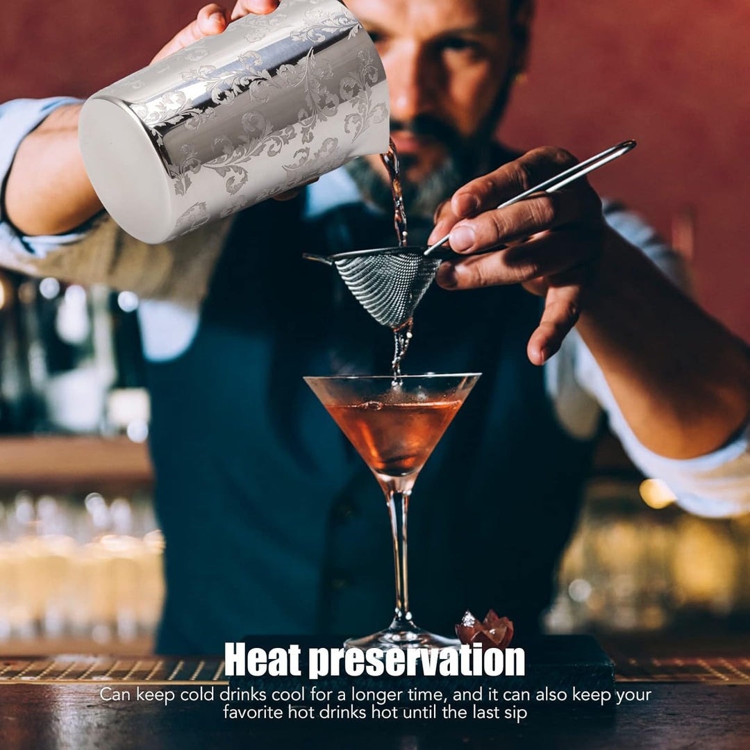 Cocktail-Rührglas, Edelstahl-Messglas, Figurenbecher, Cocktail-Rührbecher, Rührbecher, Graviertes Ba