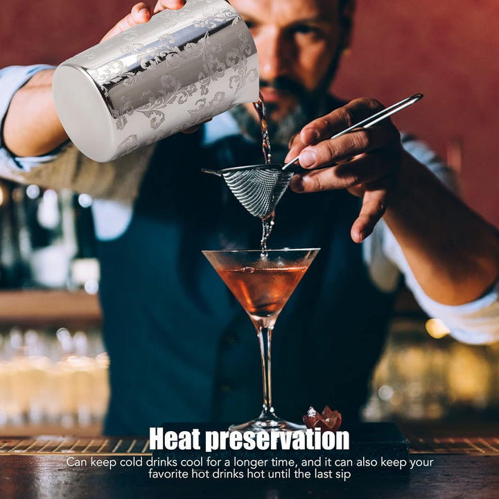Cocktail-Rührglas, Edelstahl-Messglas, Figurenbecher, Cocktail-Rührbecher, Rührbecher, Graviertes Ba