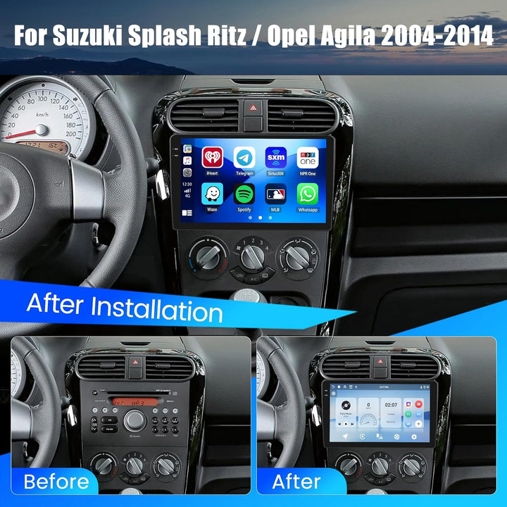 Hikity 4+128G Android 15 Autoradio für Suzuki Splash Ritz,Opel Agila 2004-2014, 9" Bildschirmradio m