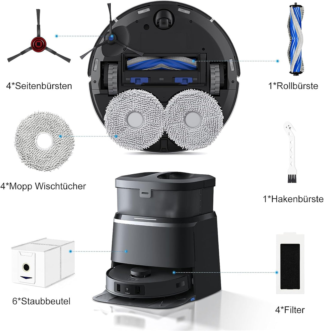 20 Stück Zubehörset für ECOVACS DEEBOT T30 PRO Omni/T30 Omni, 6 Staubbeutel 4 Mopp Wischtücher 4 Sei