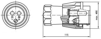 NATO Steckdose Stecker + Buchse 24V 35mm 2 polig LKW