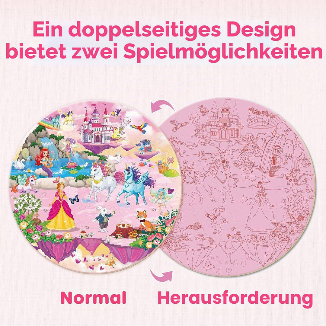 SYNARRY Grosse Einhorn Prinzessin Boden Puzzle für Kinder ab 3 4 5 6 7 8 Jahren, 70 Teile Kinderpuzz