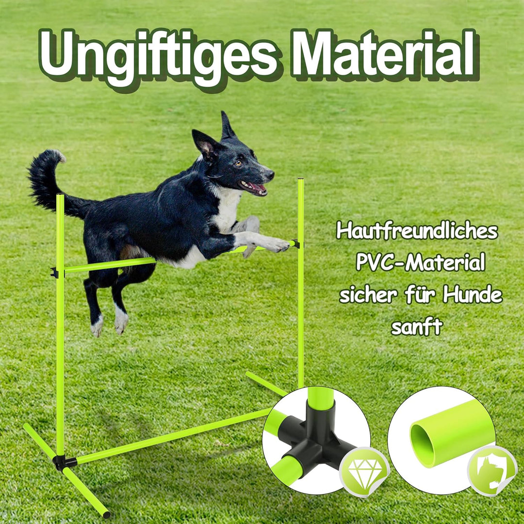 Grün 4X Hürden für Hunde Agility-Ausrüstung Slalom Stangen Höhenverstellbar Slalom Training Training