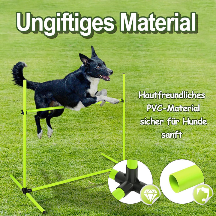 Grün 4X Hürden für Hunde Agility-Ausrüstung Slalom Stangen Höhenverstellbar Slalom Training Training