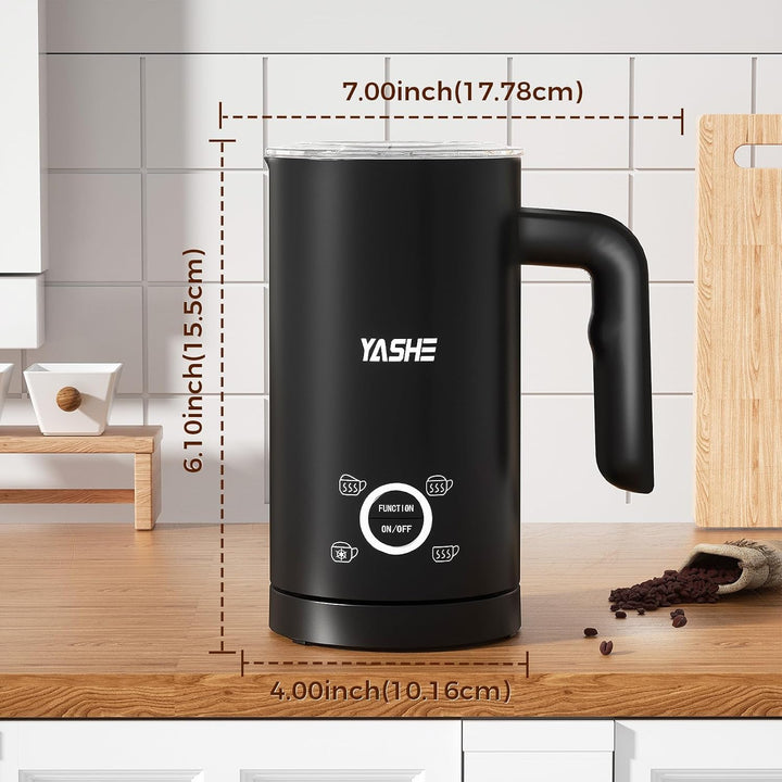 YASHE 4-IN-1 Edelstahl Milchaufschäumer, 10oz/300ml Milchschäumer für Perfekte Lattes, Cappuccinos,