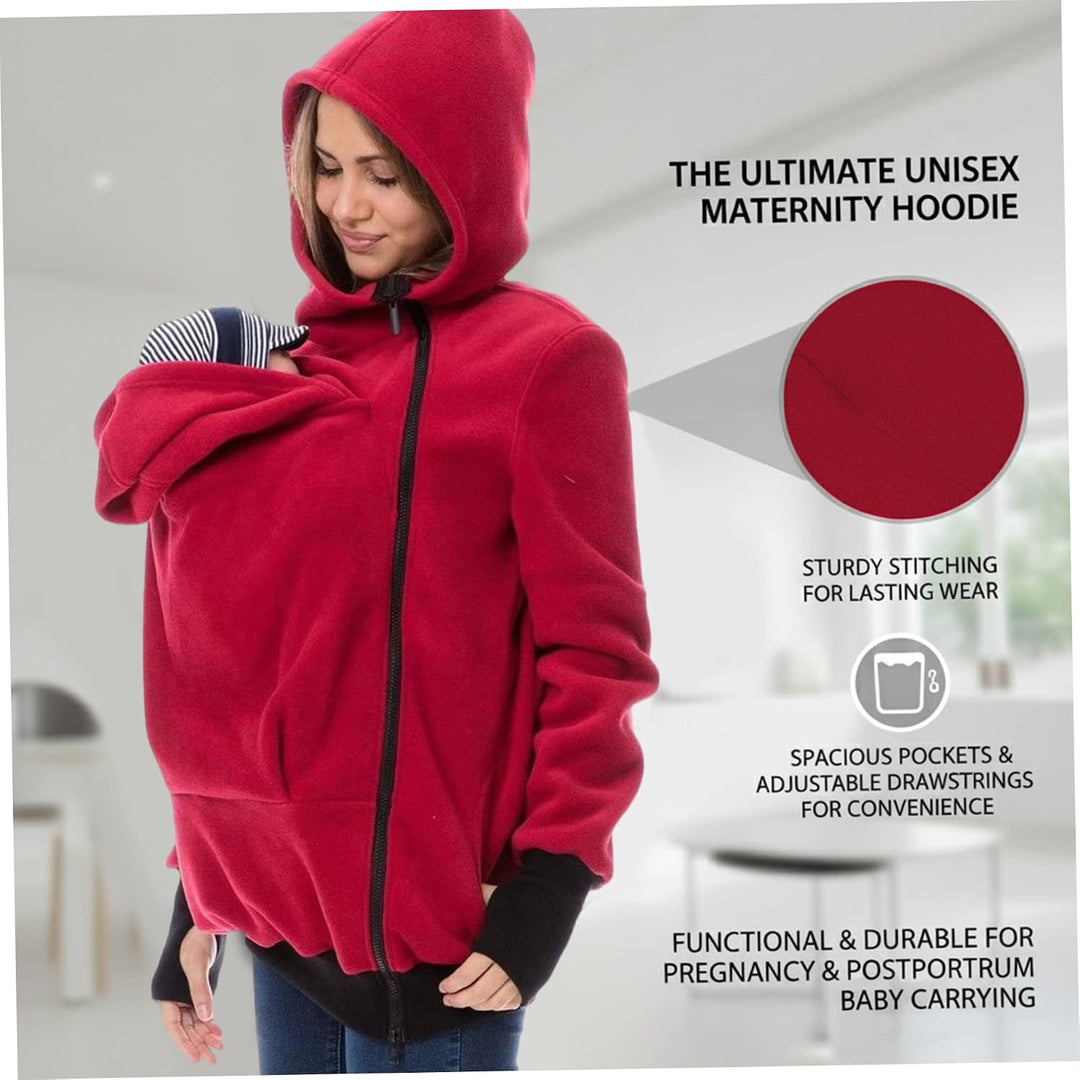 Umstands-Hoodie, Abnehmbarer 3-in-1-Kapuzenpullover mit Kängurutasche, weiche, warme Baby-Tragejacke