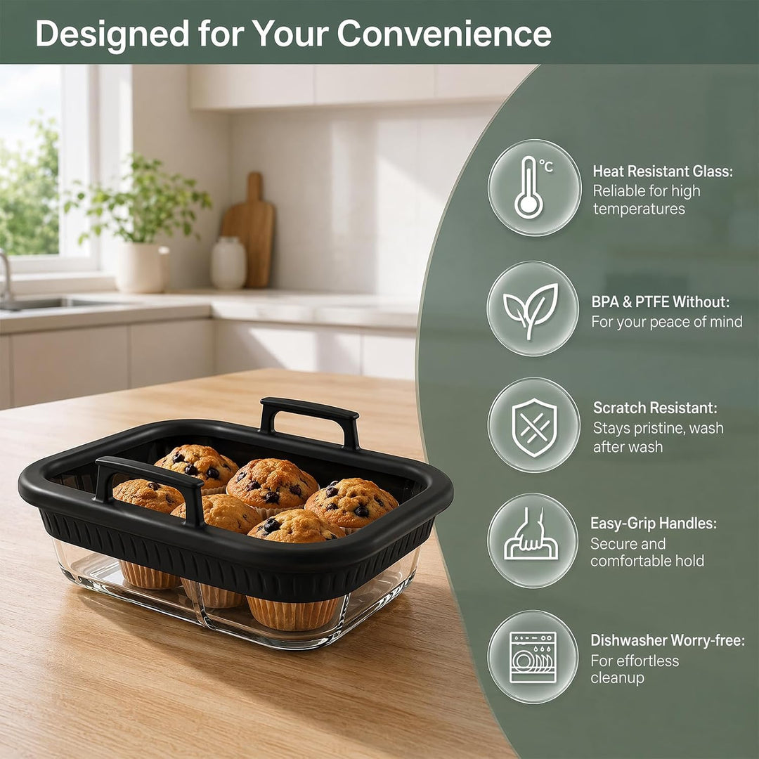 Glas Auflaufform Airfryer Zubehör für Ninja Dual Zone AF400 AF500 SL400