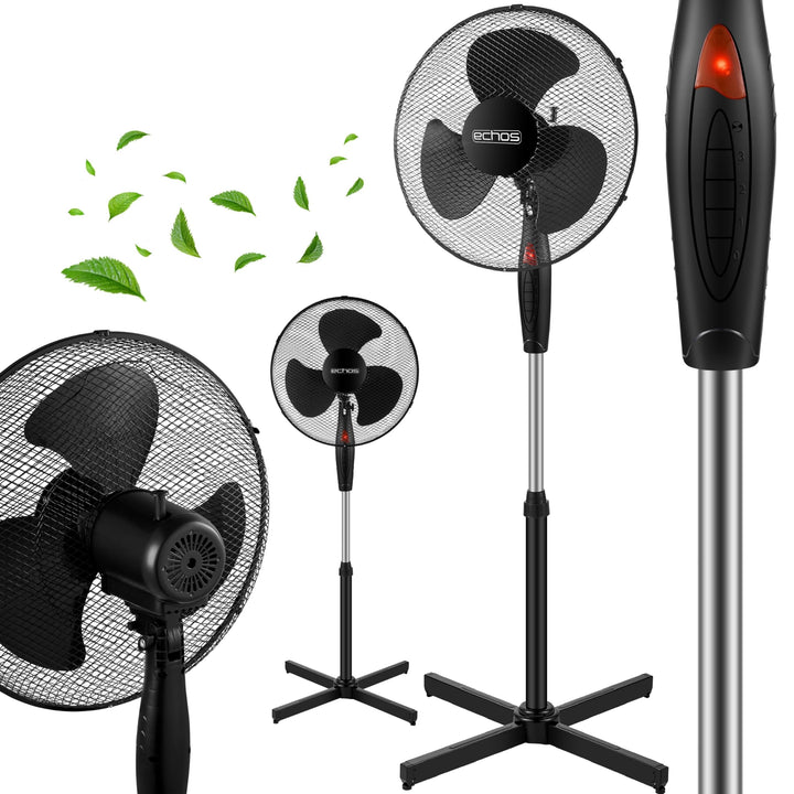 Echos® Standventilator Ø43cm kraftvoller Ventilator sehr leise energiesparend hoher Luftdurchsatz 3
