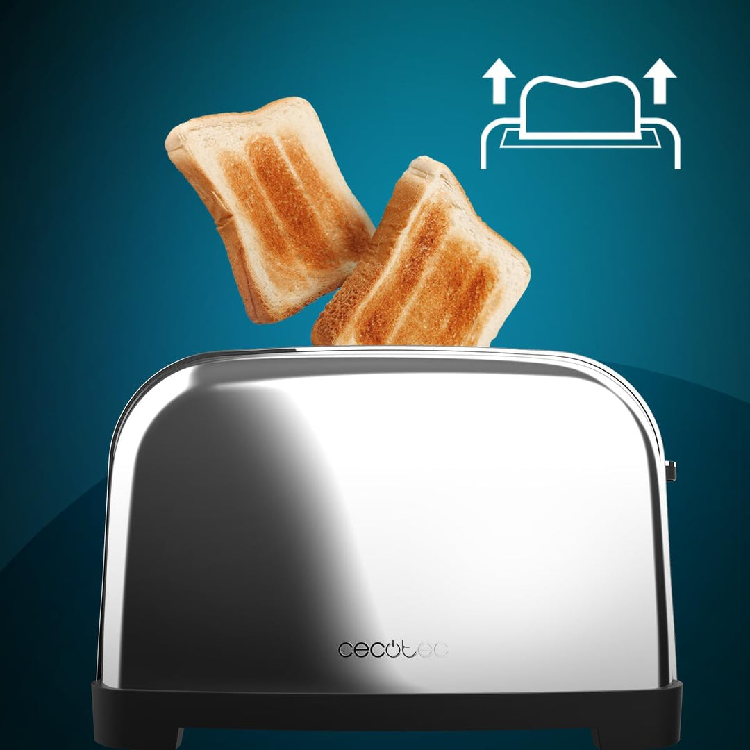 Cecotec Vertikaler Toaster 2 Kurzschlitze Toastin' time 850 Inox Lite, 850 W, 2 Scheiben Brot, 3,8 c