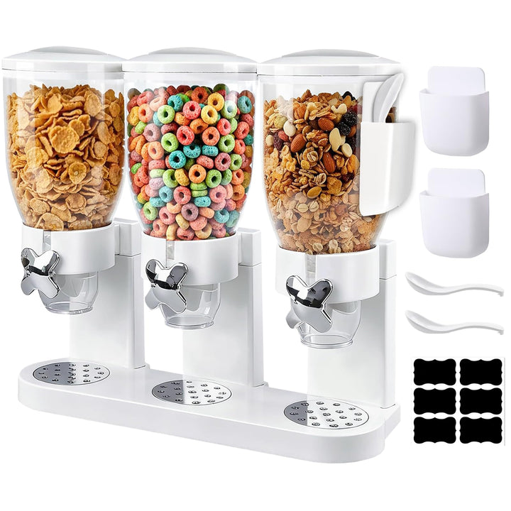 Müslispender 3er Set – 6 Liter Getreidebehälter mit 2 Aufbewahrungsboxen, 8 Etiketten & 2 Löffel, Ro
