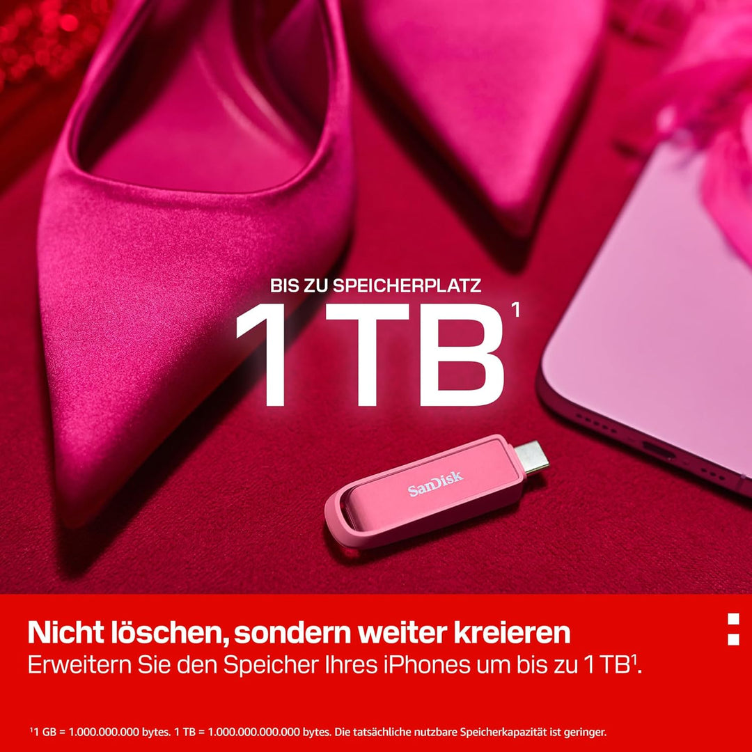 SanDisk Phone Drive mit USB Type-C 256 GB (Flash-Laufwerk für Smartphones, Tablets und Computer, 150
