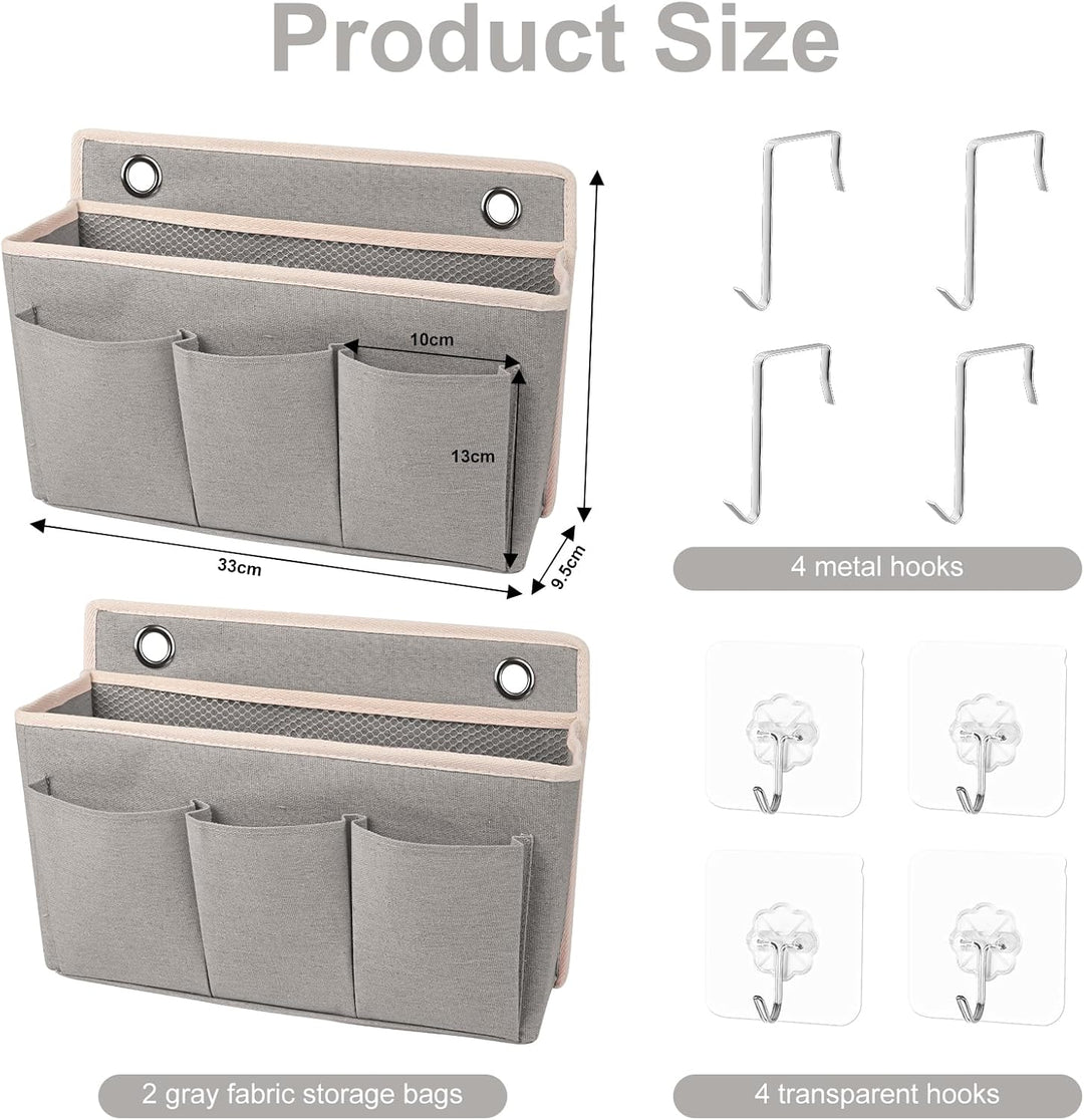 2 Stück Hängeorganizer Wand Organizer mit 8 Haken Aufbewahrung Hängend | Tür Organizer Leinen mit Gr