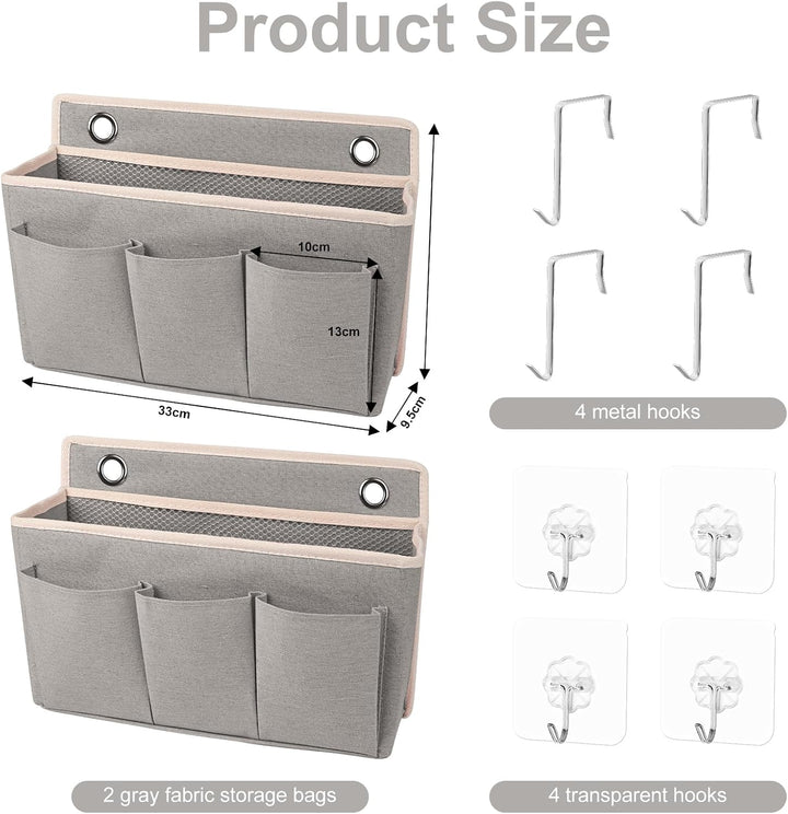 2 Stück Hängeorganizer Wand Organizer mit 8 Haken Aufbewahrung Hängend | Tür Organizer Leinen mit Gr