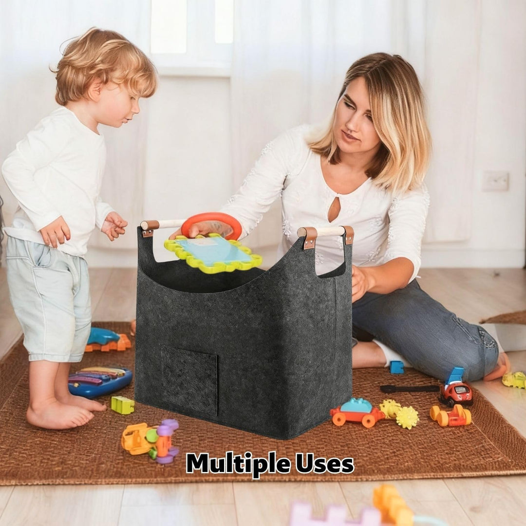 Kaminholzkorb aus Filz mit Tasche, Grosser Holzkorb für Kaminholz und Aufbewahrung im Innenbereich,