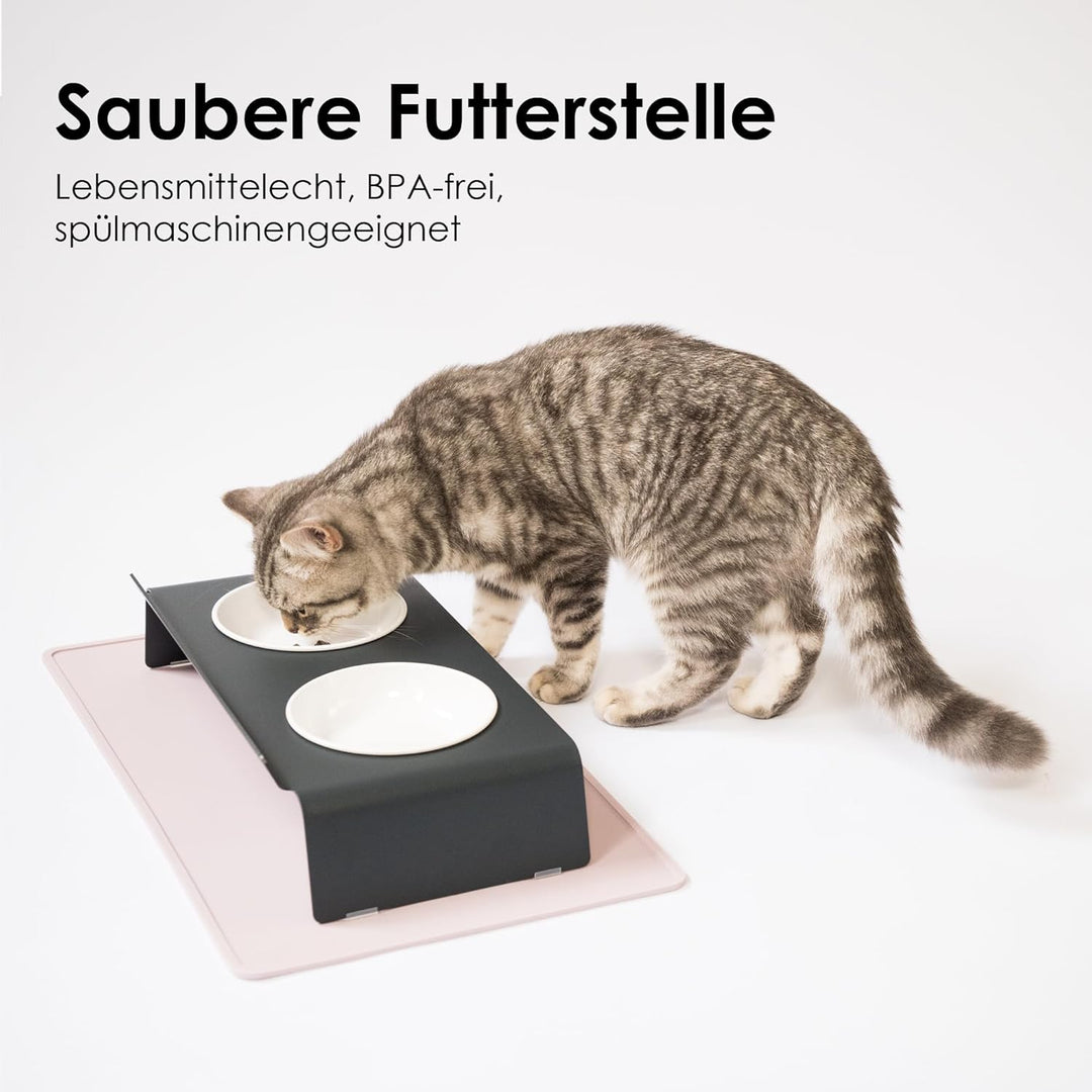LucyBalu® Napfunterlage für Katzen | Katzenmatte für Wasser- & Futternapf | Silikonmatte als rutschf
