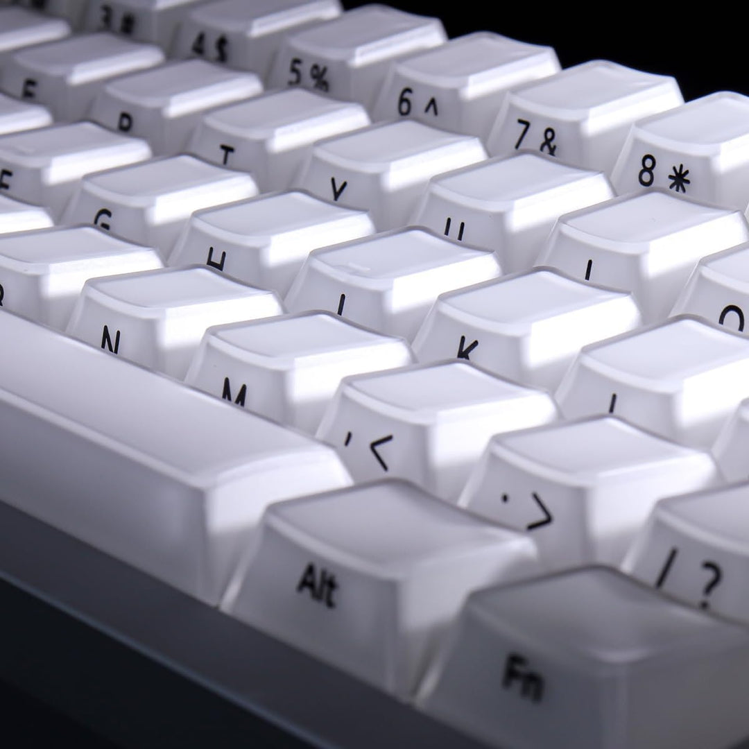 JakeTsai Velvet Crystal Jelly White Keycaps, 126 Keys Double Shot PC Keycaps Dye-Sub Cherry Profile