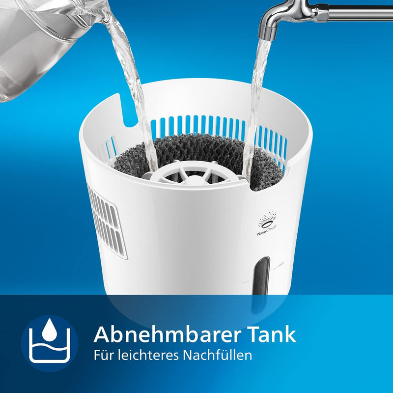 Philips Series 2000 Luftbefeuchter – für Räume bis 38 m², NanoCloud-Technologie, 2 Geschwindigkeitss