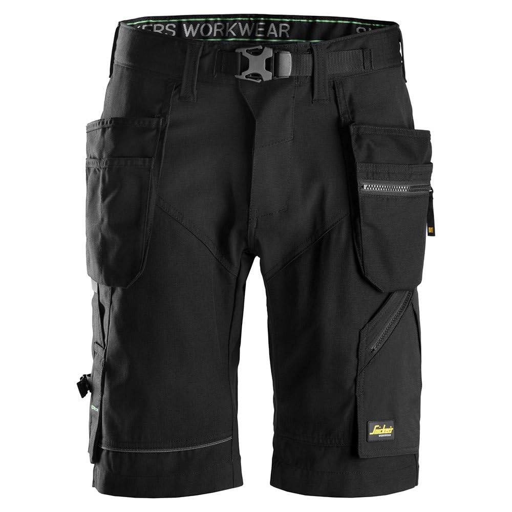 Snickers Workwear 6904 FlexiWork Arbeitsshorts mit Holstertaschen, 1 Stück, 44, schwarz, 69040404044