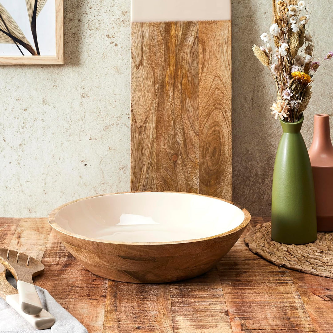 HOME DECO FACTORY, KA0572, Dune Uni Mango Wood Salad Bowl, elegant and Natural Design, ideal for Sal