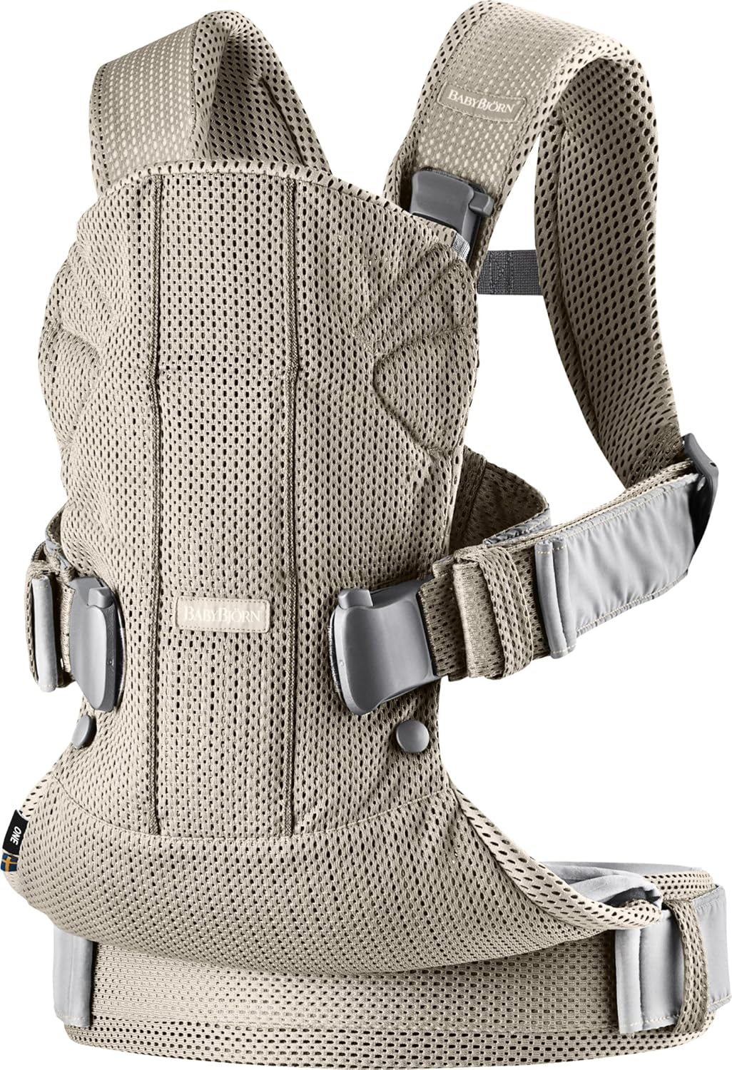 BabyBjörn Babytrage One Air, 3D-Netzstoff, Grau-Beige