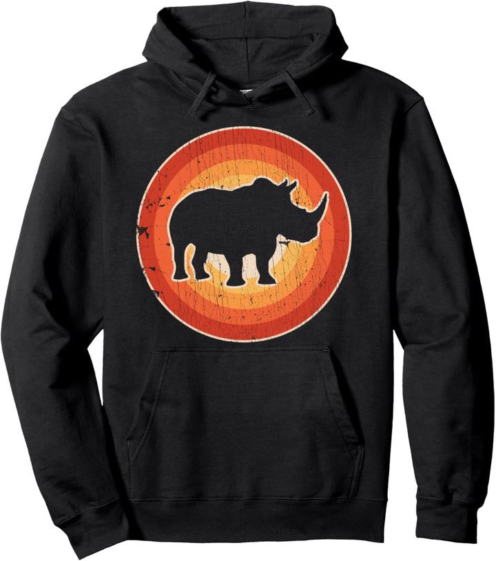 Rhino Retro Vintage Style 60s 70s Men Women Gifts Rhinoceros Pullover Hoodie