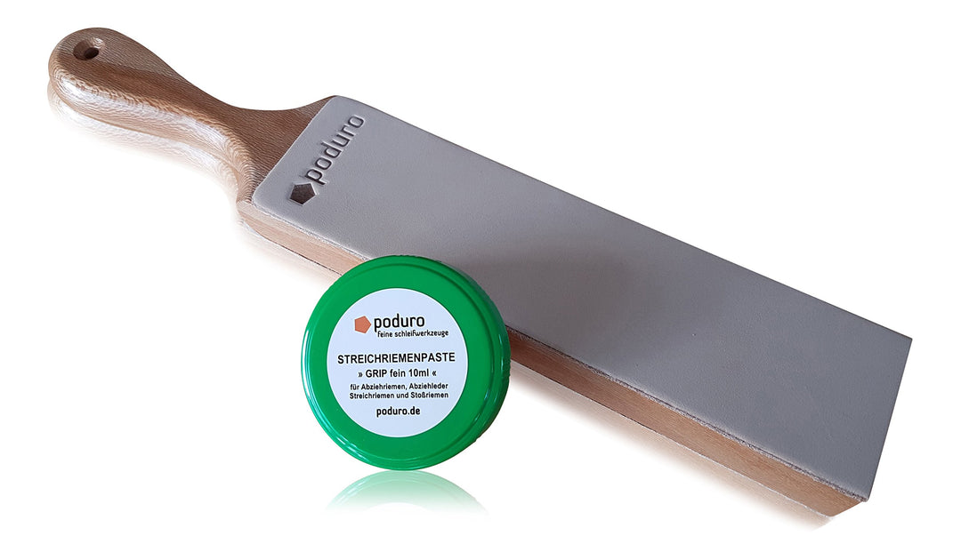 PODURO Abziehleder Set Zulu « Doppelseitiger Streichriemen & Streichriemenpaste im