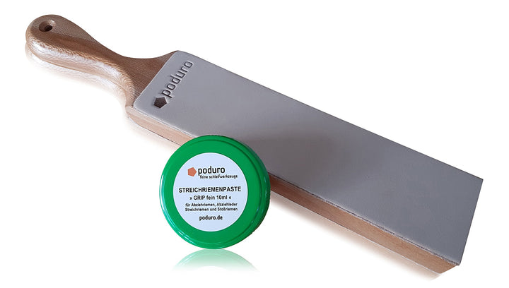 PODURO Abziehleder Set Zulu « Doppelseitiger Streichriemen & Streichriemenpaste im