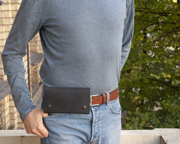 Leder Portemonnaie für Samsung Galaxy S24 ULTRA, schwarze Gürteltasche