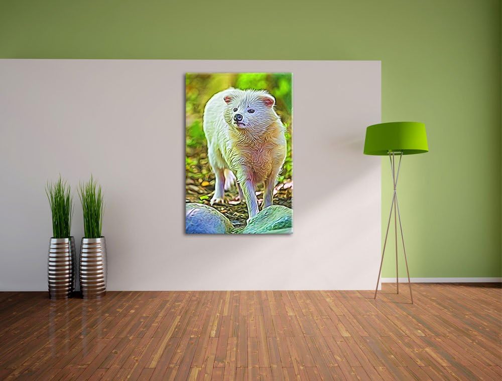 niedlicher Polarfuchs Deluxe Format: 100x70 cm auf Leinwand, XXL riesige Bilder fertig gerahmt mit K