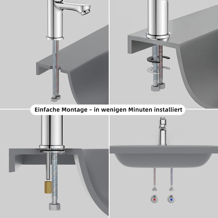 BELZ Einhebel Waschtischarmatur,Wasserhahn Bad Chrom 78mm | Einfache G3/8 Einlochmontage,Inklusive f