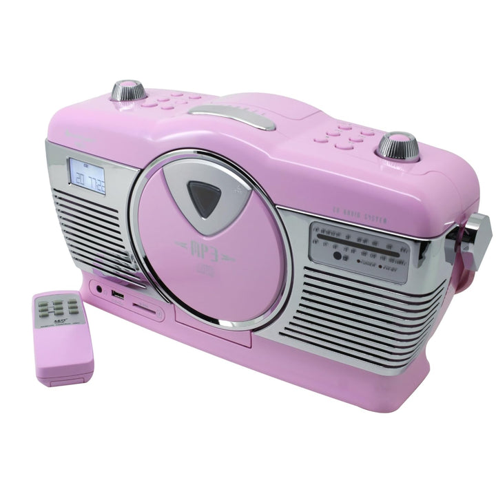 Soundmaster Highline RCD1350PI Retro Radio mit CD-Player USB MP3 SD-Card Uhr mit Wecker mit Naturklä