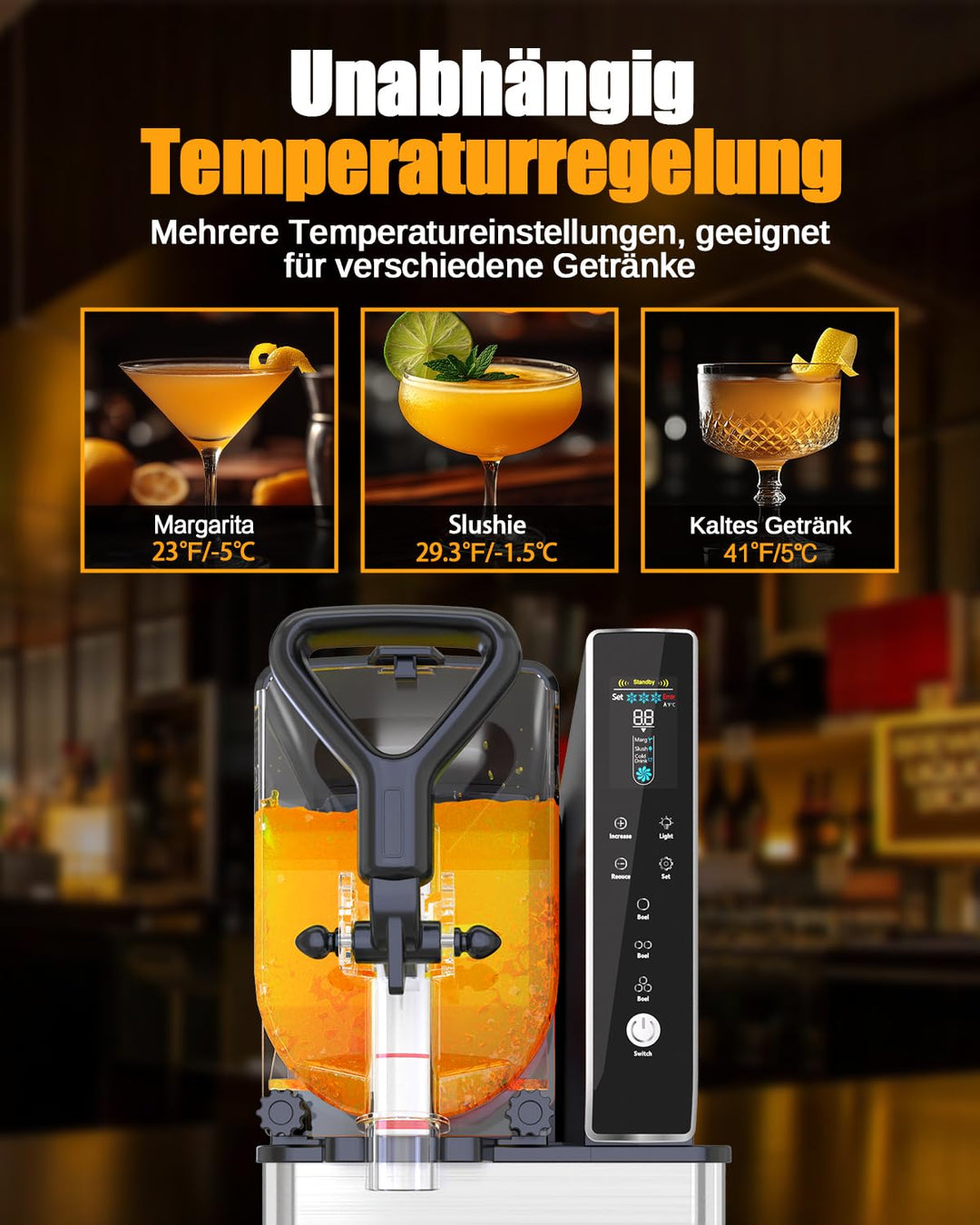 GSE 3L Slush Maschine für Geschäft oder Zuhause, Pro Smoothies& Frozen Drinks Küchengerät Slushy Eis