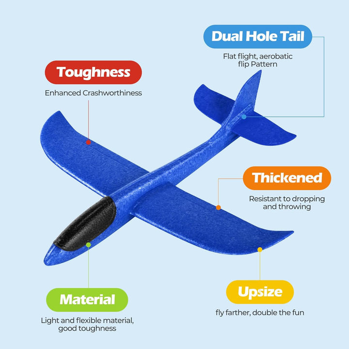 Hoiloie XXL 4 Stücke 44cm Styroporflieger Kinder,Flieger Styropor Flugzeug Styropor Kinder,Wurfgleit