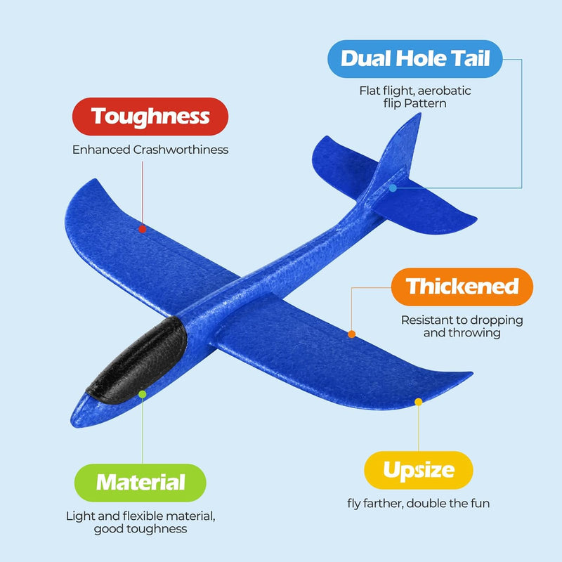 Hoiloie XXL 4 Stücke 44cm Styroporflieger Kinder,Flieger Styropor Flugzeug Styropor Kinder,Wurfgleit