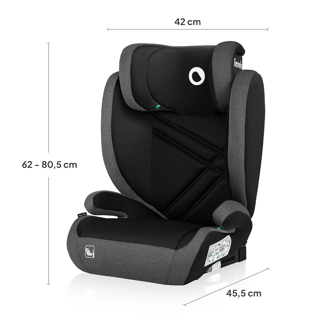 LIONELO HUGO I-SIZE Kinderautositz, Gruppe 2 3, von 100–150 cm, ISOFIX-Installation, verstellbare Ko
