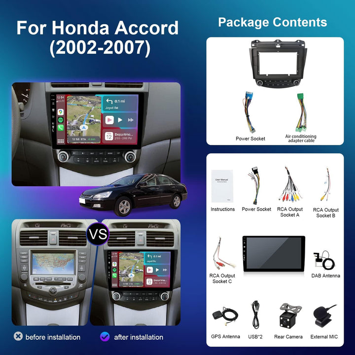 [DAB-4G+64G] Android 14 Autoradio für Honda Accord (2002-2007)-[Integriertes DAB+/CarPlay/Android Au
