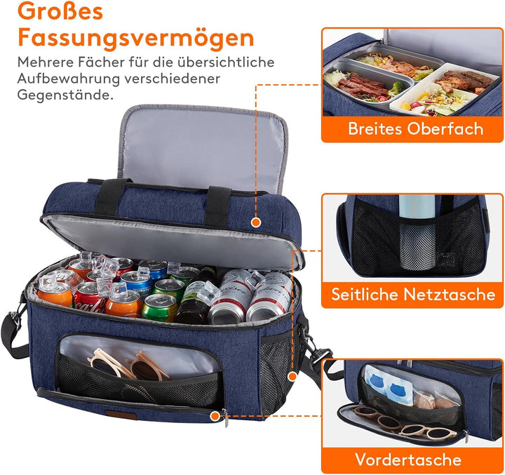 Lifewit grosse Kühltasche für 48 Dosen, isolierte Lunch-Tasche, leichte, tragbare Kühltasche, doppel