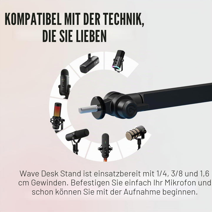 Elgato Wave Desk Stand – Verstellbarer Mikrofonständer, kompatibel, HyperX, Rode, Fifine, Shure und
