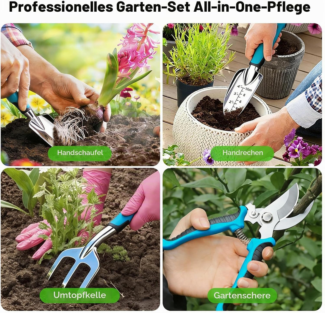auvstar Gartenwerkzeug Set,7 Stück Gartengeräte,Gartenwerkzeuge Rost Gartenarbeit Set mit Dauerhafte